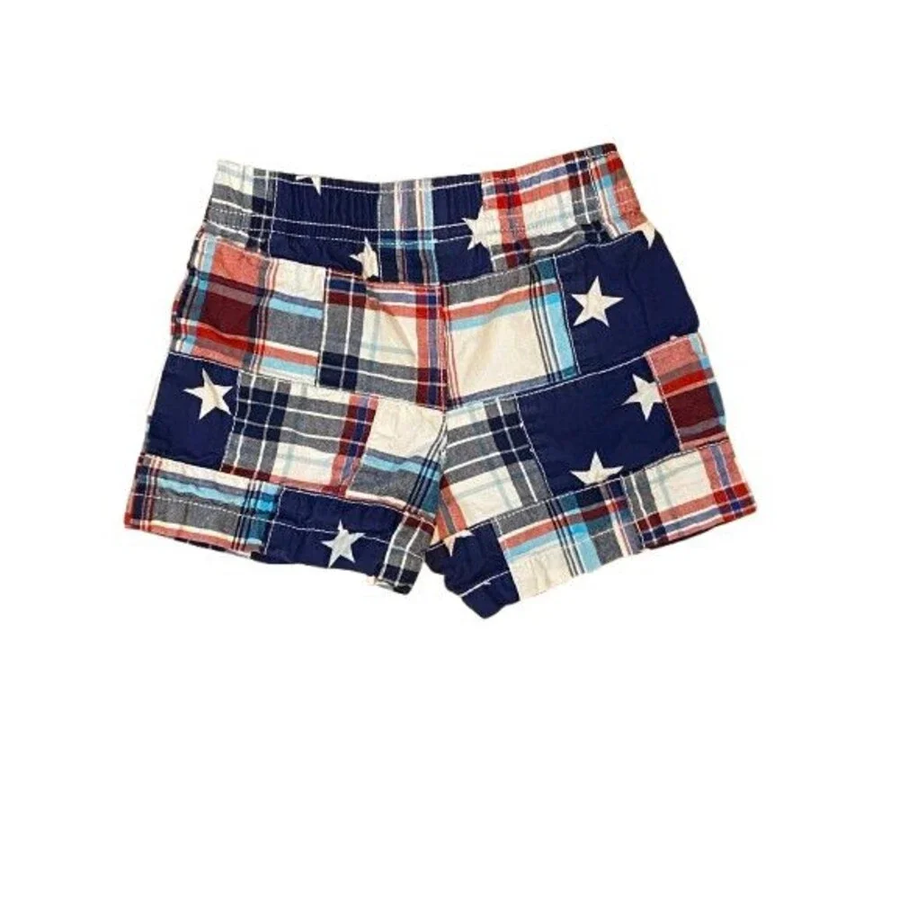 Baby Shorts 6-9 Months Nursery Rhyme Red White & Blue Elastic Waist Cotton